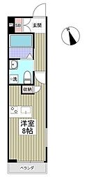 ベイス東府中 2階ワンルームの間取り