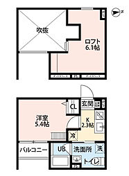 リアン瓦宮 1Kの間取図画像