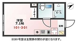 G BASE町屋EAST 3階ワンルームの間取り