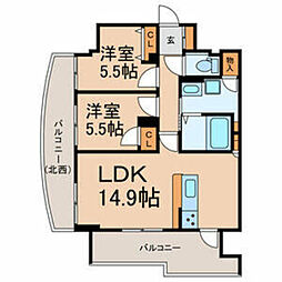 BrilliantViewCentralPark 2LDKの間取図画像