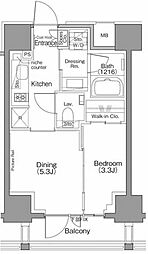 ザ・パークハビオSOHO南青山 1DKの間取図画像