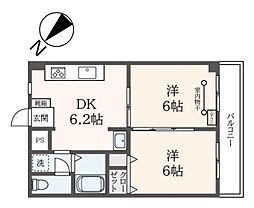 ルミエールイチムラ 2DKの間取図画像