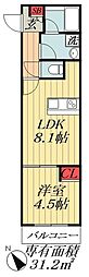 藤田コーポ 1LDKの間取図画像