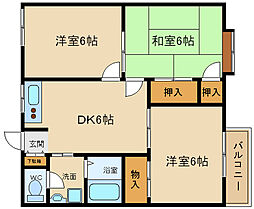 ロイヤルハイツ福田B 3DKの間取図画像