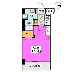 エテルノスズカ ワンルームの間取図画像