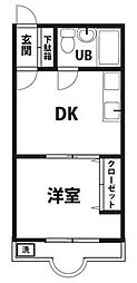 パレスプレジデント2 1DKの間取図画像
