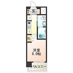 ラクラス阿倍野元町 1Kの間取図画像