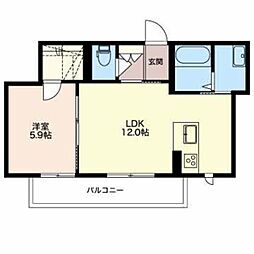 マストタウン上所A棟 1LDKの間取図画像