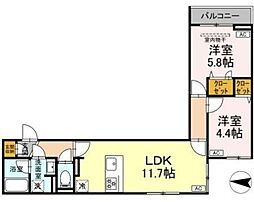 セレスティア柴又II 2LDKの間取図画像