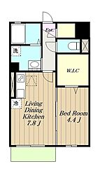 ヒルサイドパレス 1階1LDKの間取り