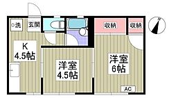 茅ヶ崎第2NCハイツ 2Kの間取図画像