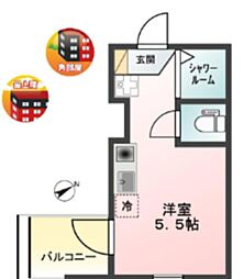 GlanSky羽田 ワンルームの間取図画像