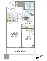 ブリリアタワーズ目黒サウスレジデンス 1LDKの間取図画像