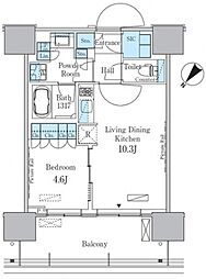 晴海フラッグ ポートヴィレッジ C棟 2階1LDKの間取り