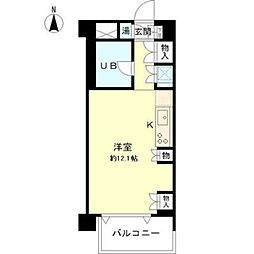 ベルメゾンシバ ワンルームの間取図画像
