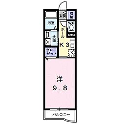 エスプリークコヤ 1Kの間取図画像