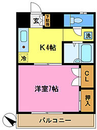 ガーデンリリオ 1Kの間取図画像