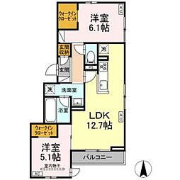 (仮称)DーROOM長泉町竹原分譲PJ 工事 2LDKの間取図画像