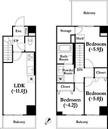 ロイジェント上野桜木 7階3SLDKの間取り