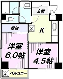 日神パレス青梅 2Kの間取図画像