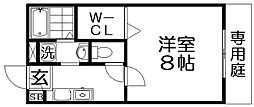 カーサフォンテA 1Kの間取図画像