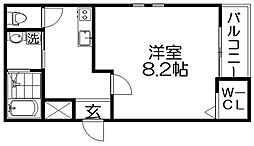 枚方市津田駅前1丁目アパート 1Kの間取図画像