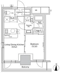 ザ・パークハビオ亀戸 1LDKの間取図画像
