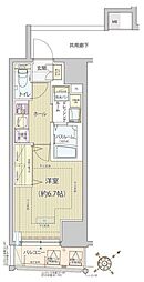 レビスタ白金高輪 13階1Kの間取り