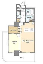 フロンティア新宿タワー 8階1LDKの間取り