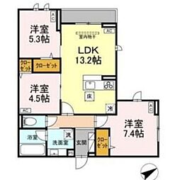 Calme Ville 3LDKの間取図画像