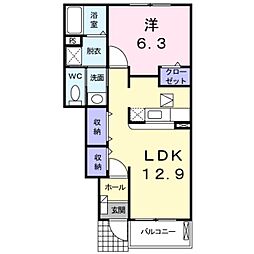 かのん1 1LDKの間取図画像