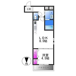 フジパレス瓢箪山 1LDKの間取図画像