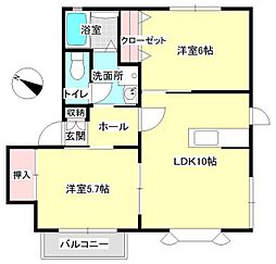 ドミールB 2LDKの間取図画像