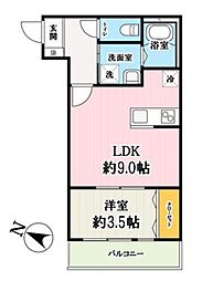(仮称)キャメル航空公園2 1LDKの間取図画像
