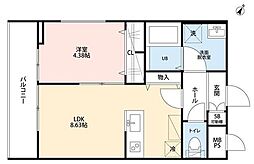 さいたま市浦和区皇山町アパート 1LDKの間取図画像
