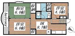 グレープ・パル 3DKの間取図画像