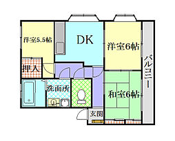 リバーサイド多摩 1階3DKの間取り