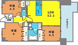ワコーレ神戸三宮G.C. 6階3LDKの間取り