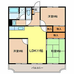 ベルヴィーユ2番館 3LDKの間取図画像