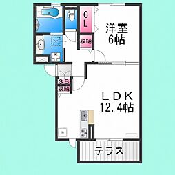 メルベーユ紀ノ国 1LDKの間取図画像