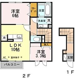 カーサヴェニール 2LDKの間取図画像