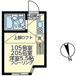 ユナイト境之谷プリンアラモード ワンルームの間取図画像