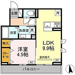 D'Bless横濱岸根公園II 1LDKの間取図画像