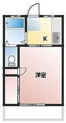 コーポ内坪 1階1Kの間取り