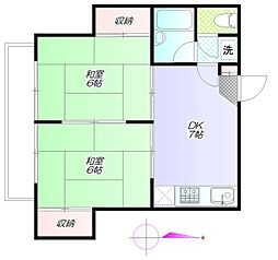 グリーンハイツ 2階2DKの間取り