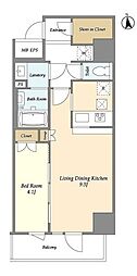 ラドゥセール東神田 1LDKの間取図画像