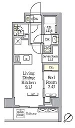 ラティエラ武蔵小山レジデンス 1SLDKの間取図画像