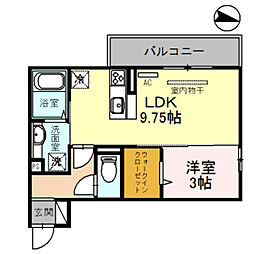 D-room吹屋町B 1LDKの間取図画像