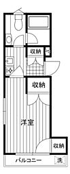 カオス目黒 1Kの間取図画像