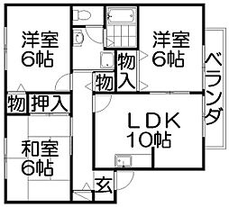 ハイカムール1 3LDKの間取図画像